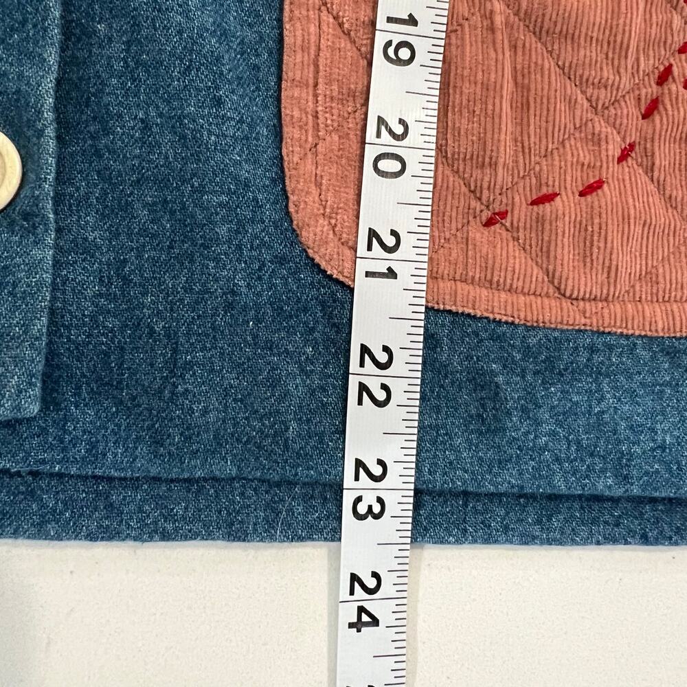 Vintage Casey Coleman Denim Embroidery Angels Lined Shacket M/L Corduroy Pockets - Picture 11 of 15